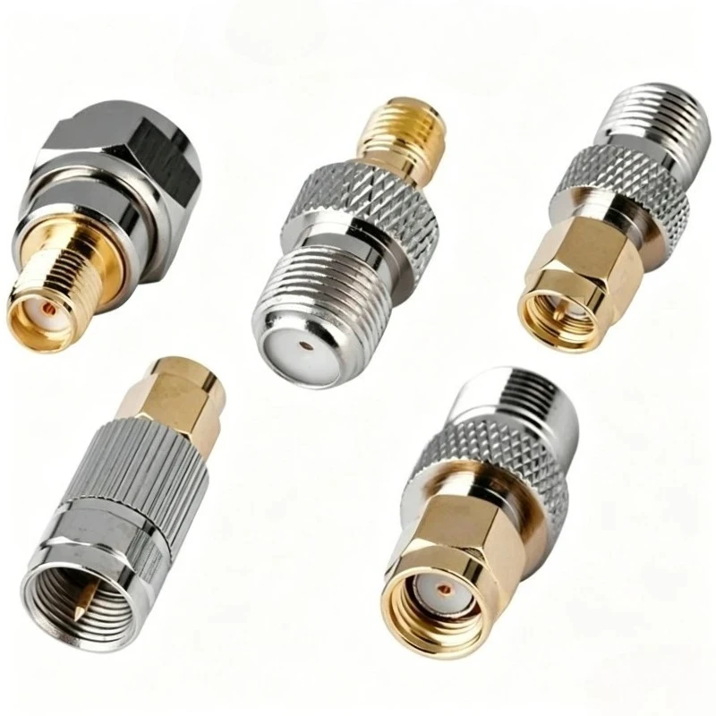 F Type to SMA Adapter F Female to SMA Male Straight RF Coaxial Connector Gold Plated for Antenna TV SDR