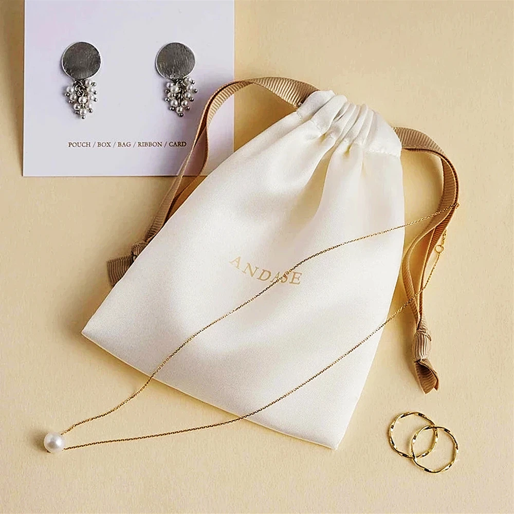 100pcs custom dust bags Jewelry package pouch personalized your logo printed wholesale product package gift satin drawstring bag