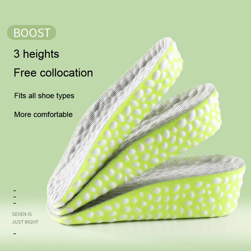 Height Increase Insole for Shoes PU Popped Rice Particle Foam Insoles Breathable Hiking Protects Knees Templates Feet Men Women