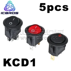 5pcs/lot Round Rocker Switch KCD1 12V/220V Led Switch 16A 12V Light Switch Power Switch Car Button Lights ON/OFF 3pin