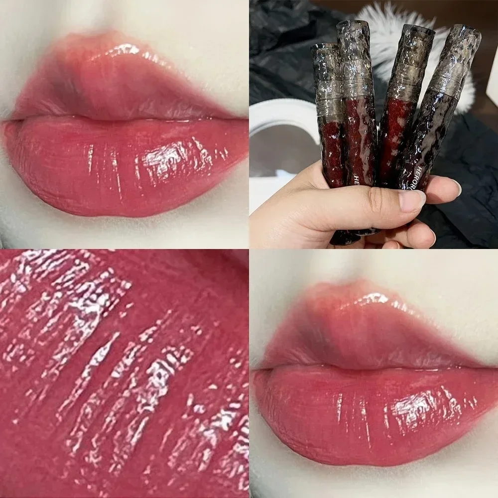 Heallor Water Light Nude Brown Lipgloss Lasting Waterproof Mirror Glass Tea rossetto rosso non facile da sbiadire Lip Glaze Lips Makeup