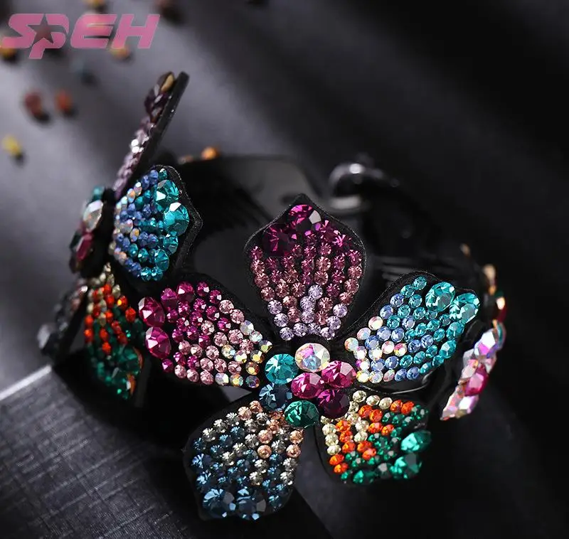 กิ๊บติดผมบอลหญิง Rhinestone ดอกไม้หน่อผมตกแต่งจานผมสิ่งประดิษฐ์หางม้าหัวเข็มขัดกิ๊บดอกไม้บิดคลิป