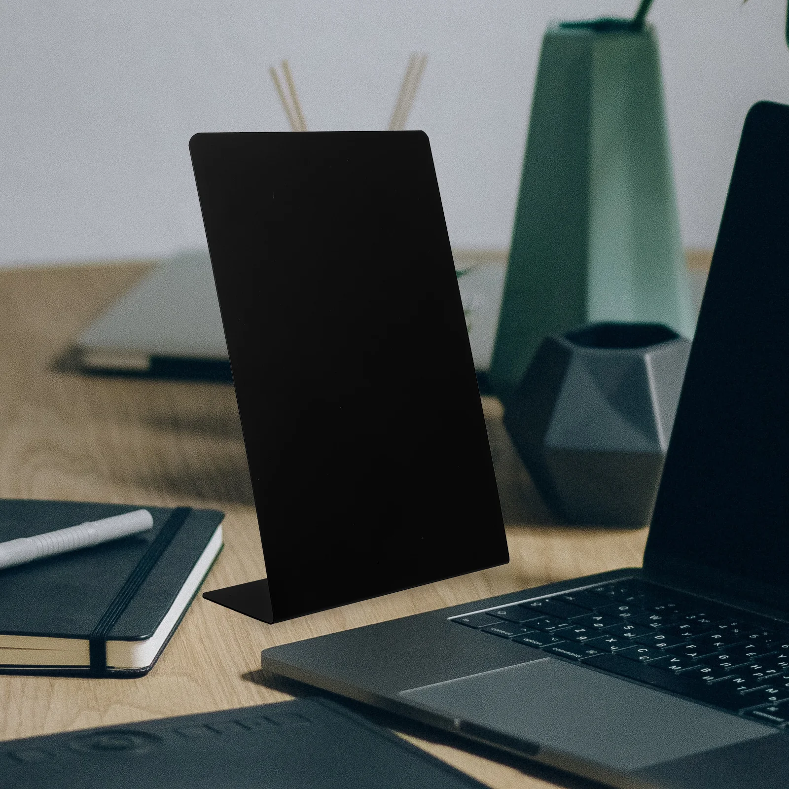 

Angoily 4pcs Mini Whiteboard Chalkboard Signs for Restaurant Puzzle Board Bookends with Liquid Chalk Markers Black