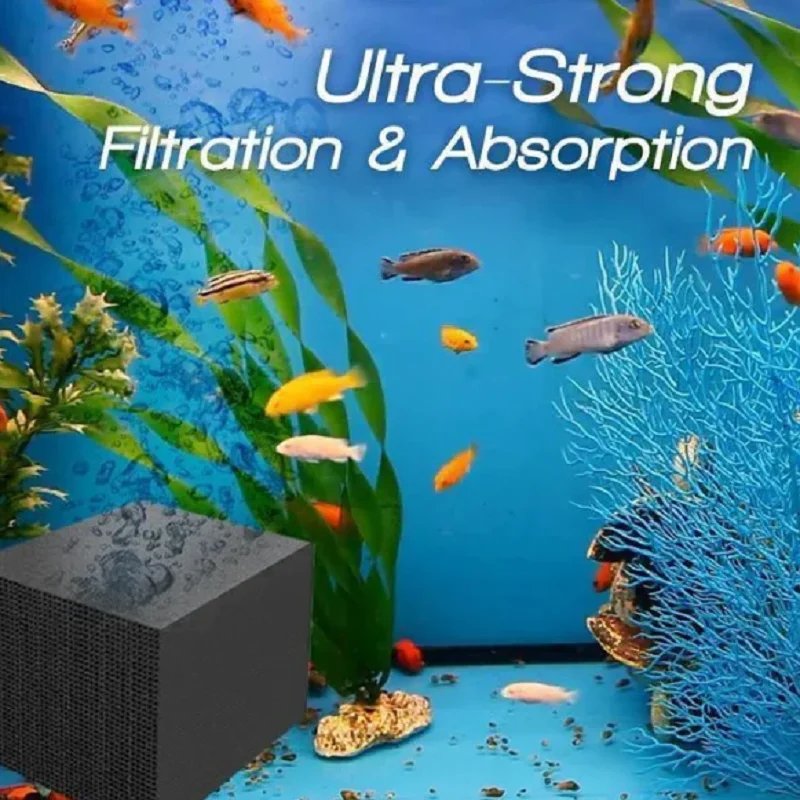 Aquarium Water Purifier Cube Fish Tank Filter Activated Carbon Strong Filtration Absorption for Aquarium Pond Water Purification