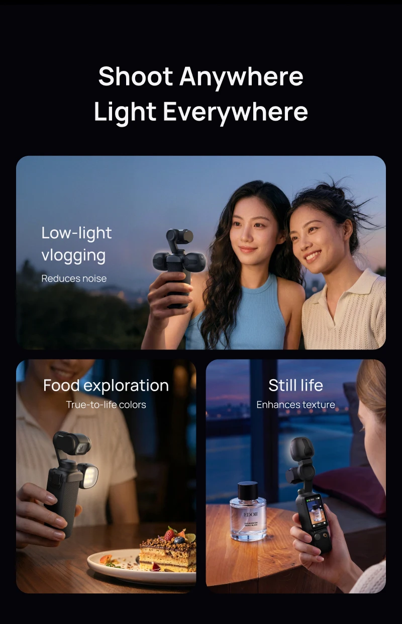 TELESIN Magnetisches Mini-Schnellwechsel-Fülllicht Selfie-Licht für DJI OSMO Pocket 4 4p Mini Schnellwechsel Tragbares Fülllicht – Detail 9