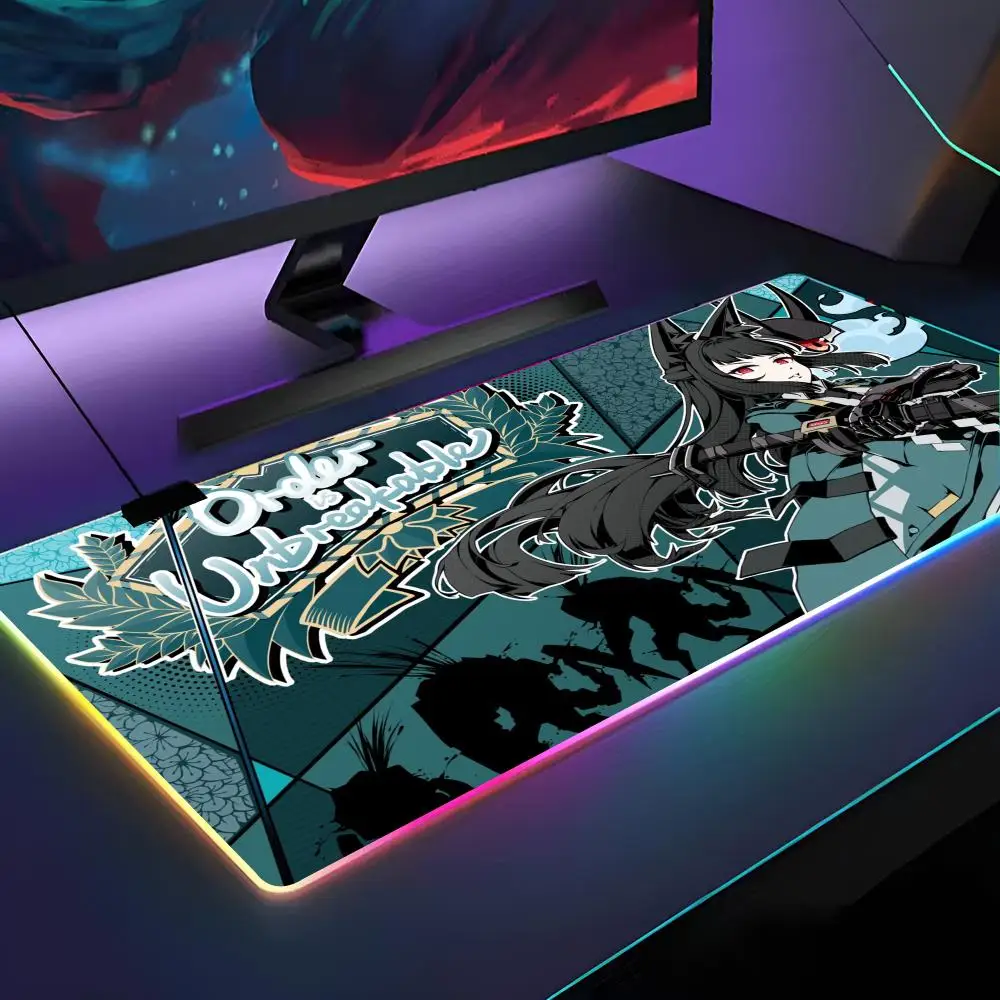 Alfombrilla de ratón ZZZ Gaming Hoshimi Miyabi, alfombrilla de ratón retroiluminada RGB, alfombrilla de ratón para ordenador portátil, Gamer, escritorio de ordenador, accesorios para juegos