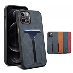 Card Pocket Wallet Phone Case for iPhone 17 Air 13 12 Mini 16 16E 15 14 11 Pro Max Plus Leather Back Cover