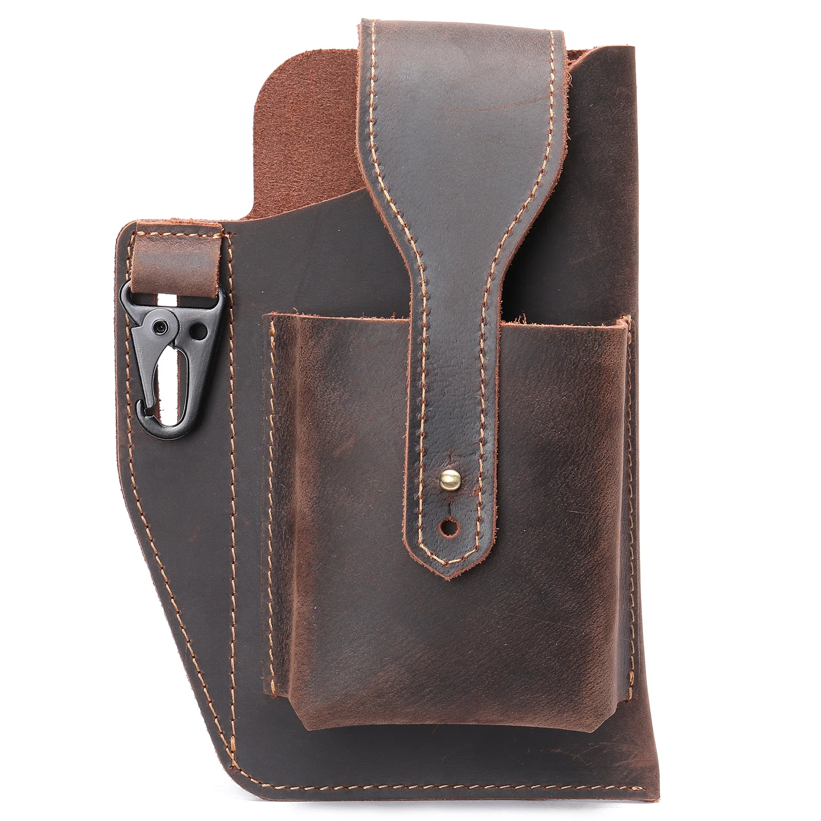 Genuine Leather Waist Bag Cellphone Loop Holster Mens Belt Bag Phone Pouch Wallet Phone Case for IPhone Samsung Huawei General