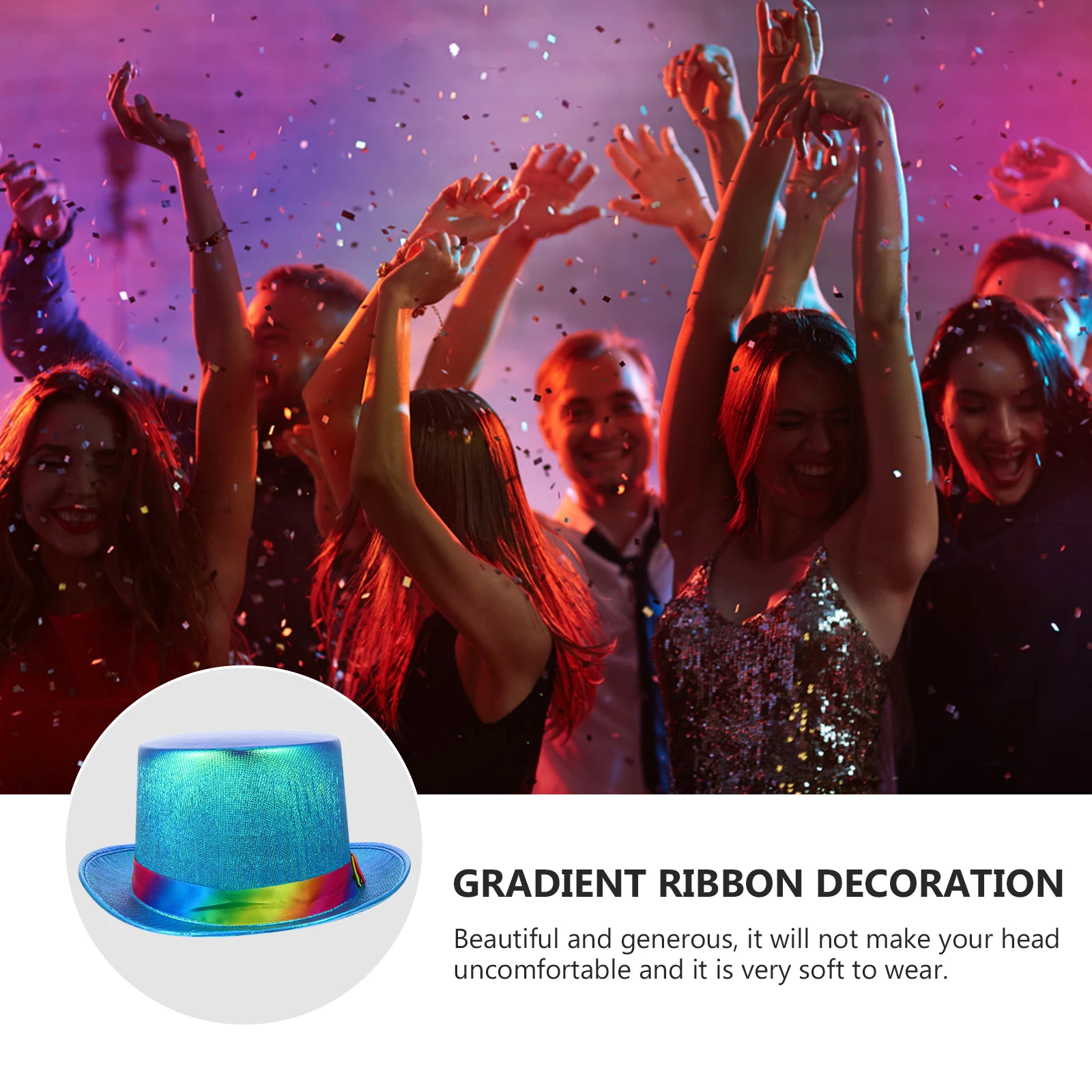 

Jazz Hat Retro Decor Flat Head Prop Party Hat Gradient Ribbon Fashion Cloth Cosplay Stage Show Durable Various Colors Suitable