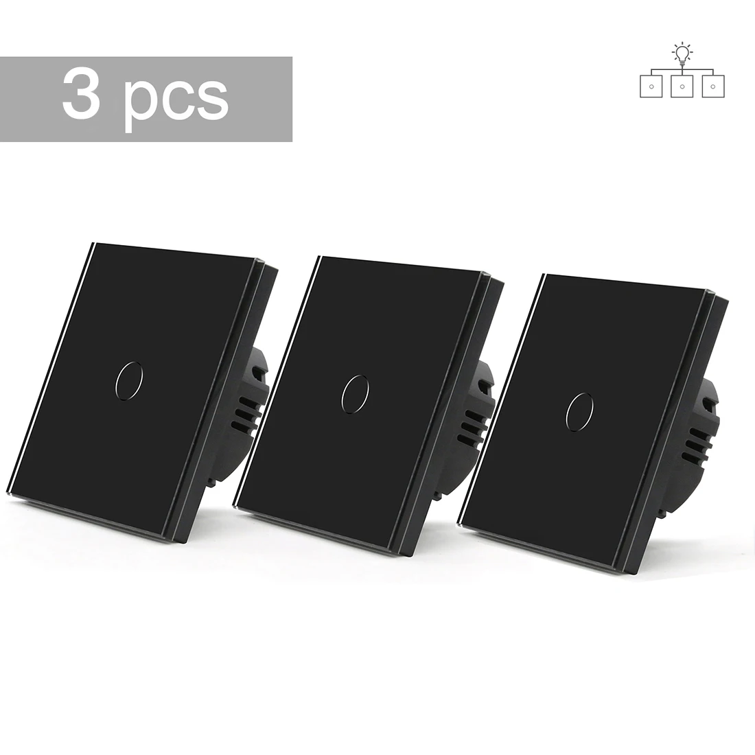 Bseed 1Gang 2way/3way Touch Schalter 3Packs Licht Schalter Weiß Schwarz Golden Crystal Class Panel EU wand Schalter Wasserdicht Schalter 7