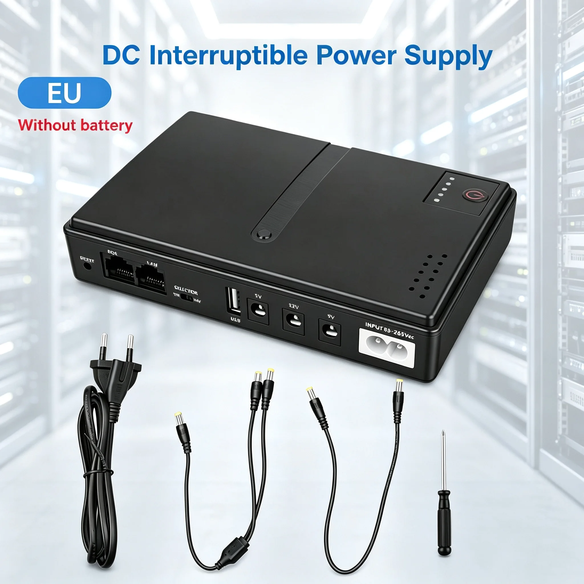 EU Plug Mini DC UPS Uninterruptible Power Supply Replaceable Battery Backup 5V 9V12V 220V for Router Wifi Modem【Without Battery】