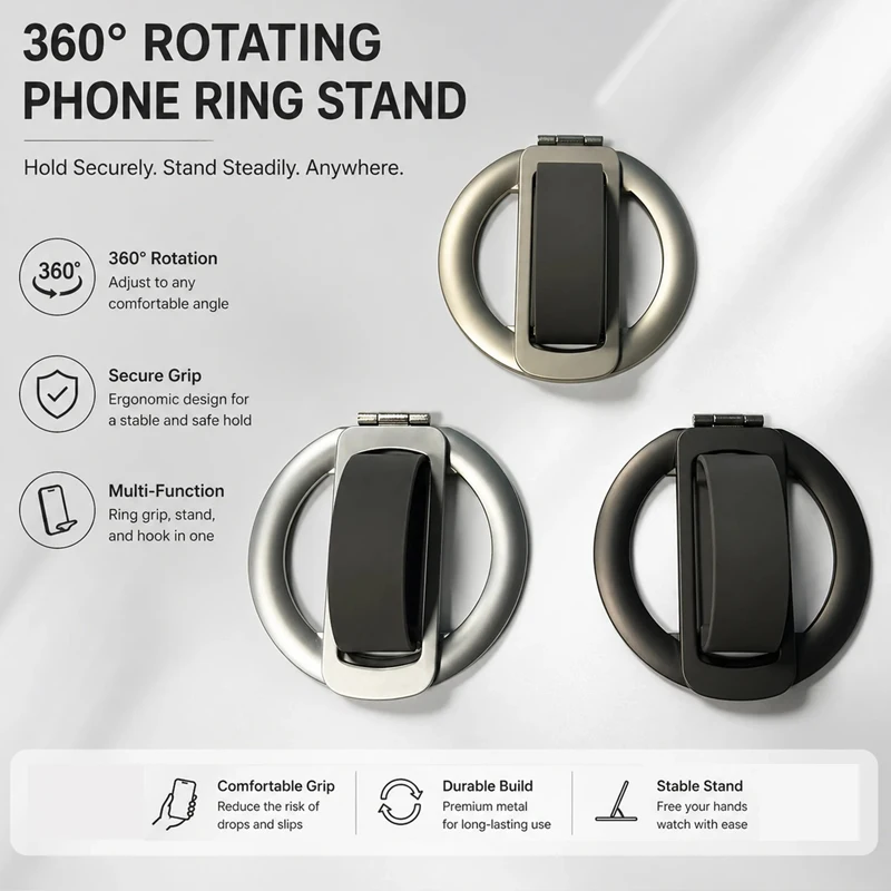 360° Rotation Magnetic Phone Ring For MagSafe Phone Grip Universal Magnetic Phone Stand For iPhone Samsung Holder Finger Ring