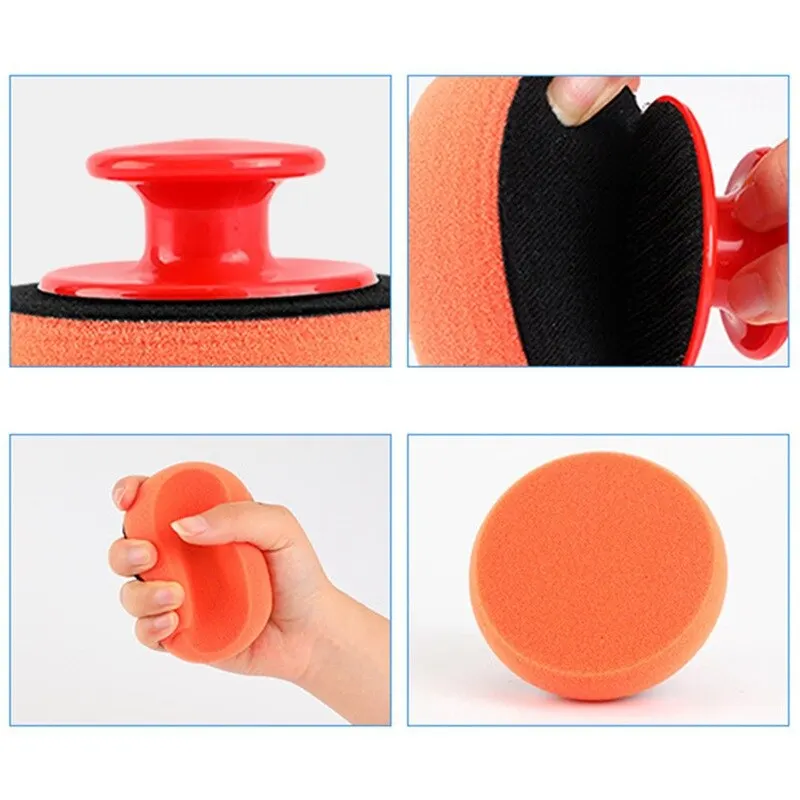 6 Pcs Set Car Wax Washing Polishing Sponge Cleaning Foam Kit Microfiber Applicator Pad Gripper Handle Car Styling Tool image 4
