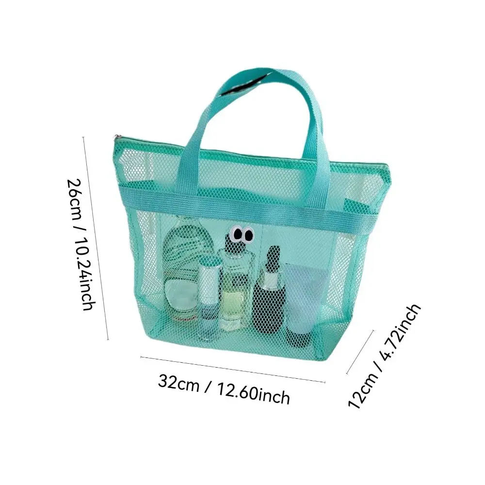 Beach Mesh Wash Bag Cosmetic Bag Large Capacity Shopping Bag Totes Shoulder Bag Portable Handbags Foldable Swimming Storage Bag