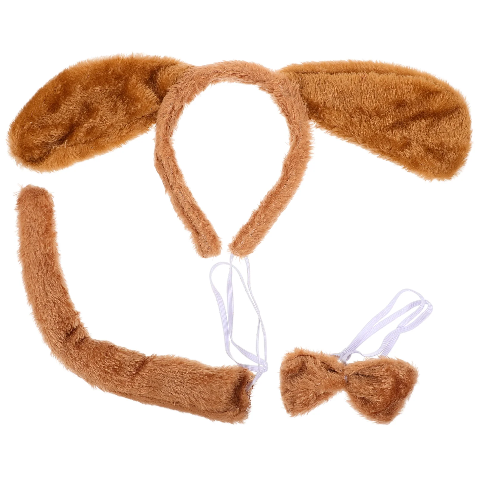 3 Pieces Dog Headband Tail Party Costume Prop Stage Performance Props Gray Fur Puppy Hairband Set for Cosplay Photoshoot Animal