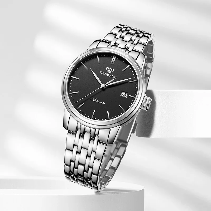 TIAN WANG Men Watches Business 39.5mm Automatic Mechanical Watch Stainless Steel Waterproof Wristwatches For Christmas Gifts
