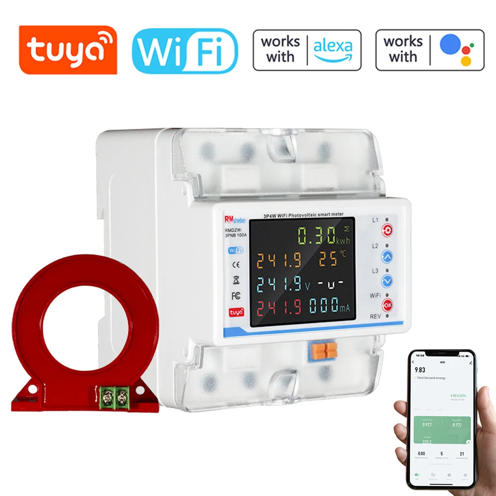 Tu ya WiFi Intelligent Circuit Breaker Automatic Reclosing Protector 3P4W Power Meter Three Phase Reclosure Switch Protections