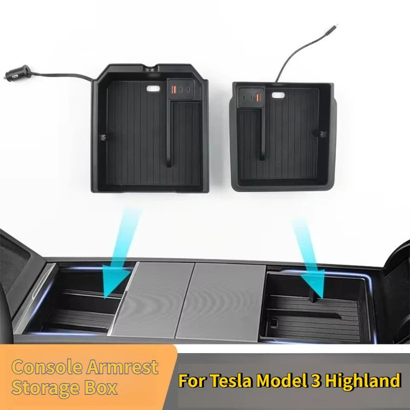 

For Tesla Model 3+ Highland 2024 Console Armrest Storage Organizer Storage Box USB Charging Hub Type-C Expansion Expansion Dock