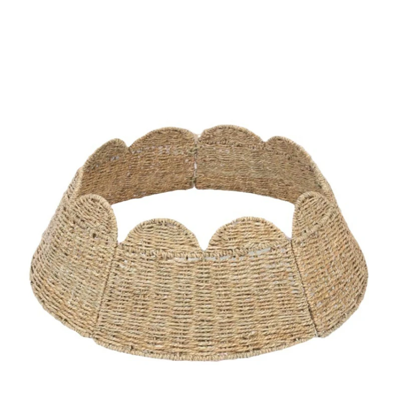 

Christmas tree skirt ins Nordic wind vine woven foot basket circumference mat decorative base