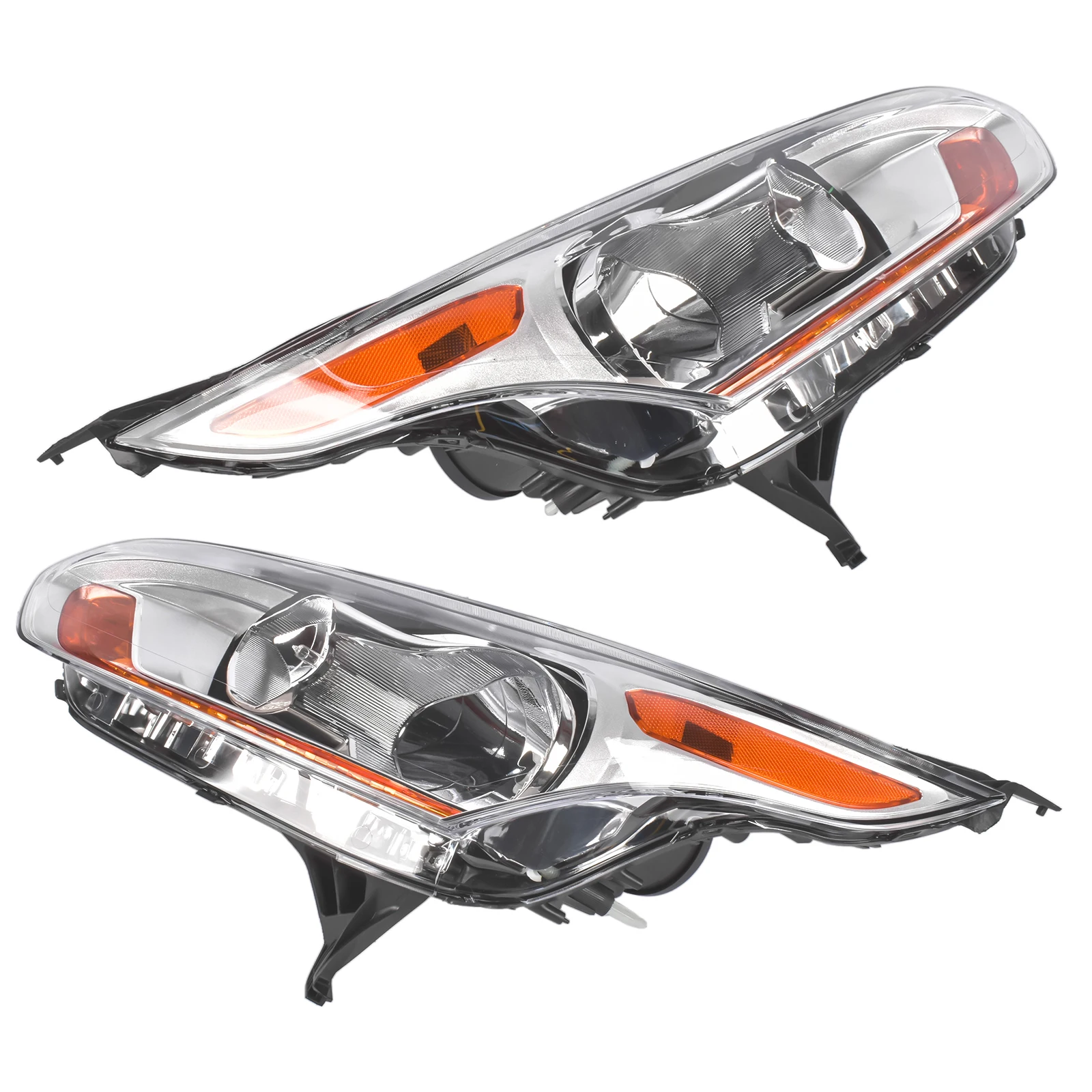 AP03 2PCS Left+Right Chrome Headlights Headlamps for 2014-2018 Ford Transit Connect DT1Z13008Q DT1Z13008N