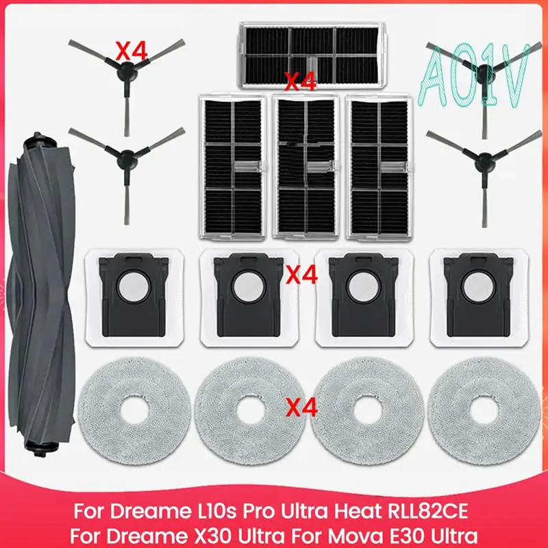 A01V-For Dreame L10s Pro Ultra Heat RLL82CE، Dreame X30 Ultra، Mova E30 Ultra Robot Vacuum Accessories Kit