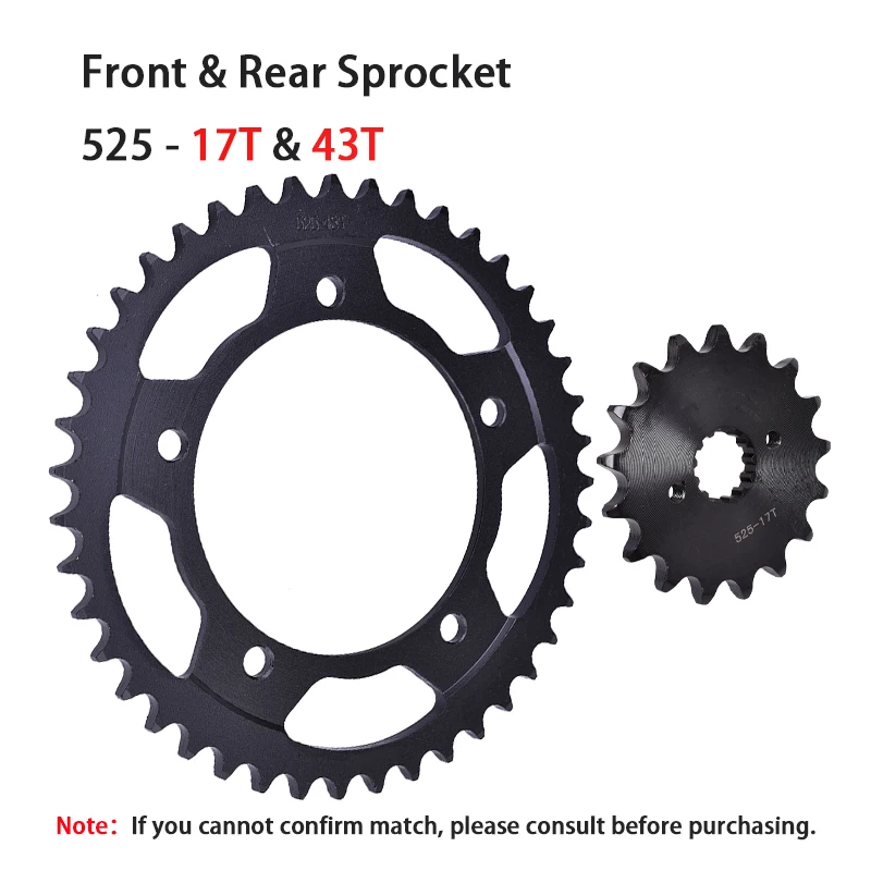 525 17T Front 43T Rear Sprocket for SUZUKI DL1000 DL1050 DL650