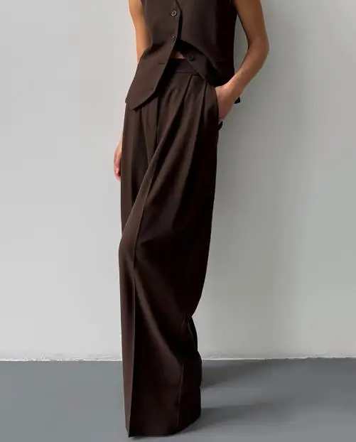 

Temperament Slim Fit Solid Color Simple Commuting Style 2025 Women's Suit Pants Autumn Fashion Slim Fit Straight Leg Suit Pants