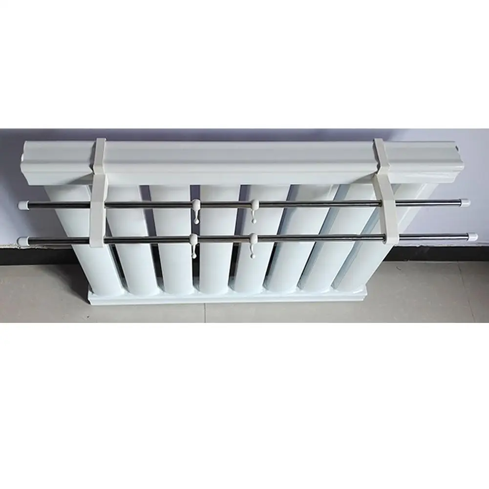 Wall Mounted Double Pole Radiator Towel Rail Holder With 4 Hooks Strong Load-Bearing Capacity Space Saving