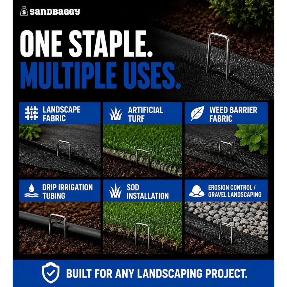 6 Inch 1000 Pack 11 Gauge Heavy Duty Steel Garden Staples for Weed Barrier Fabric, Sod, Turf, Netting, and Drip Irrigation Tubin - view 3