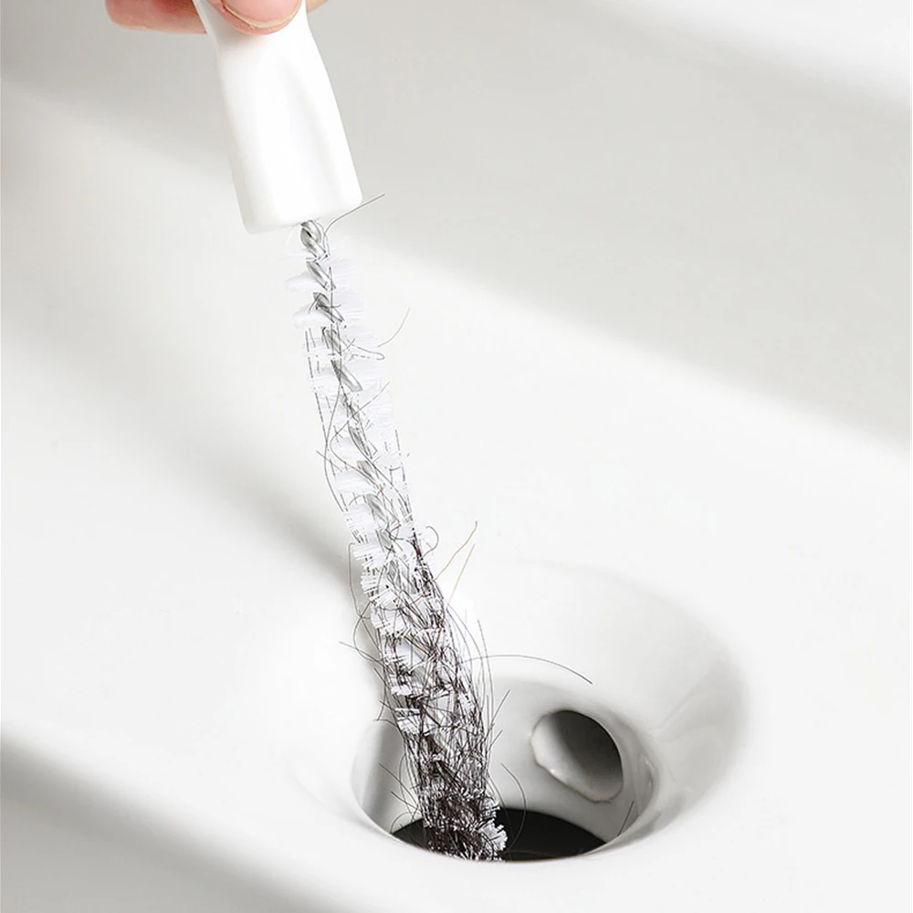 1PC 71CM Pipe Dredging Spiral Brush Sink Drain Overflow Cleaning Brush Bathroom Sewer Hair Catcher Clog Plug Hole Remover Tool