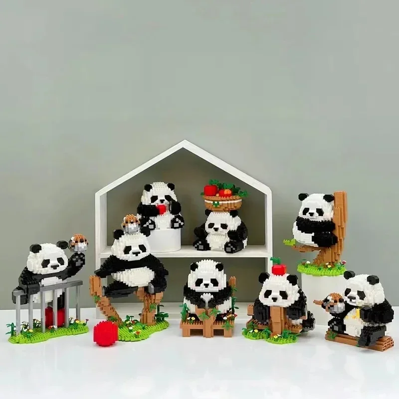 Lovely Panda Micro Building Blocks Kawaii Zoo Animal Educational Decoration Toys Exercise hands-on ability for Kids