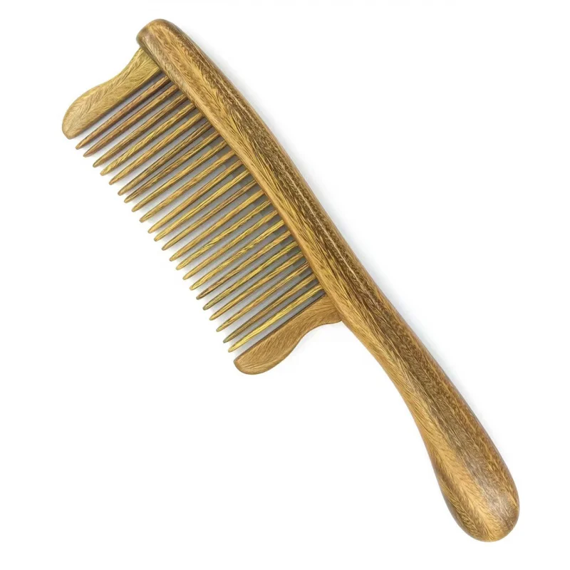 Factory-made wooden comb, green sandalwood comb, inlaid tooth comb, comb, direct source production, Jiaomu Jiao