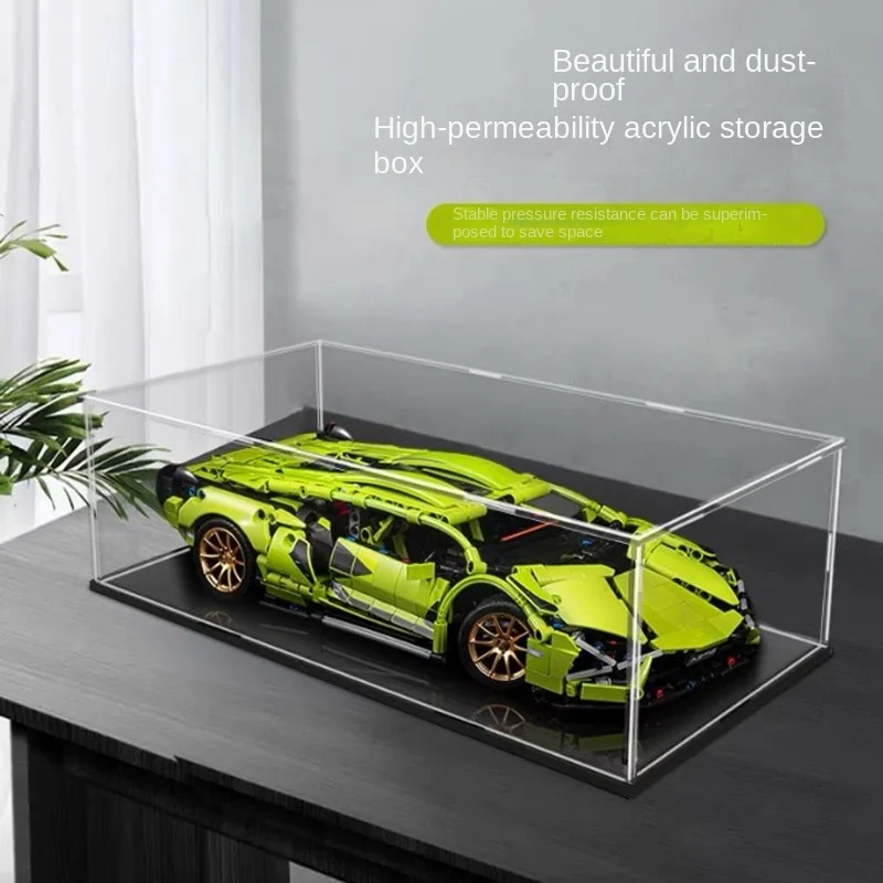 Transparent dustproof boxacrylic display boxsuitable for 1:14 building block car models handoperated transparent dustproof box