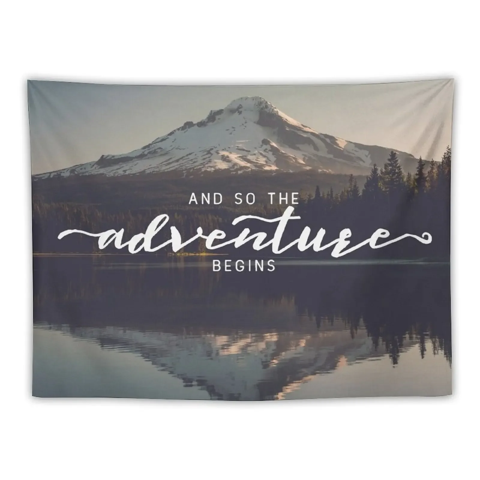 

And So The Adventure Begins - Woods Trees Forest Mountain Mt Hood Wall Decor Tapestry Wallpaper Bedroom Tapestry
