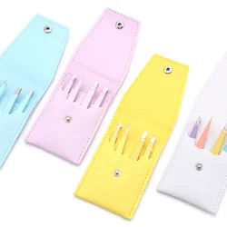 4Pcs High-Quality Eyebrow Tweezer Colorful Hair Beauty Fine Hairs Puller Stainless Steel Slanted Brow Clips Removal Makeup Tools