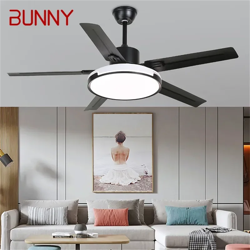 

BUNNY Modern Fan Light Luxury Living Room Restaurant Bedroom Study LED Ceiling Fan Light Remote Electric Fan Light