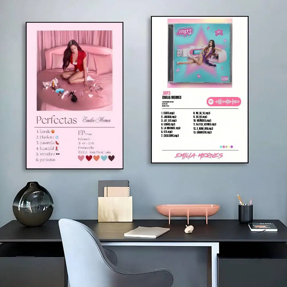 Pop Singer E_Emilia pink Mernes Album  Classic Movie Posters Fancy Wall Sticker for Living Room Bar Decoration Room Wall Decor