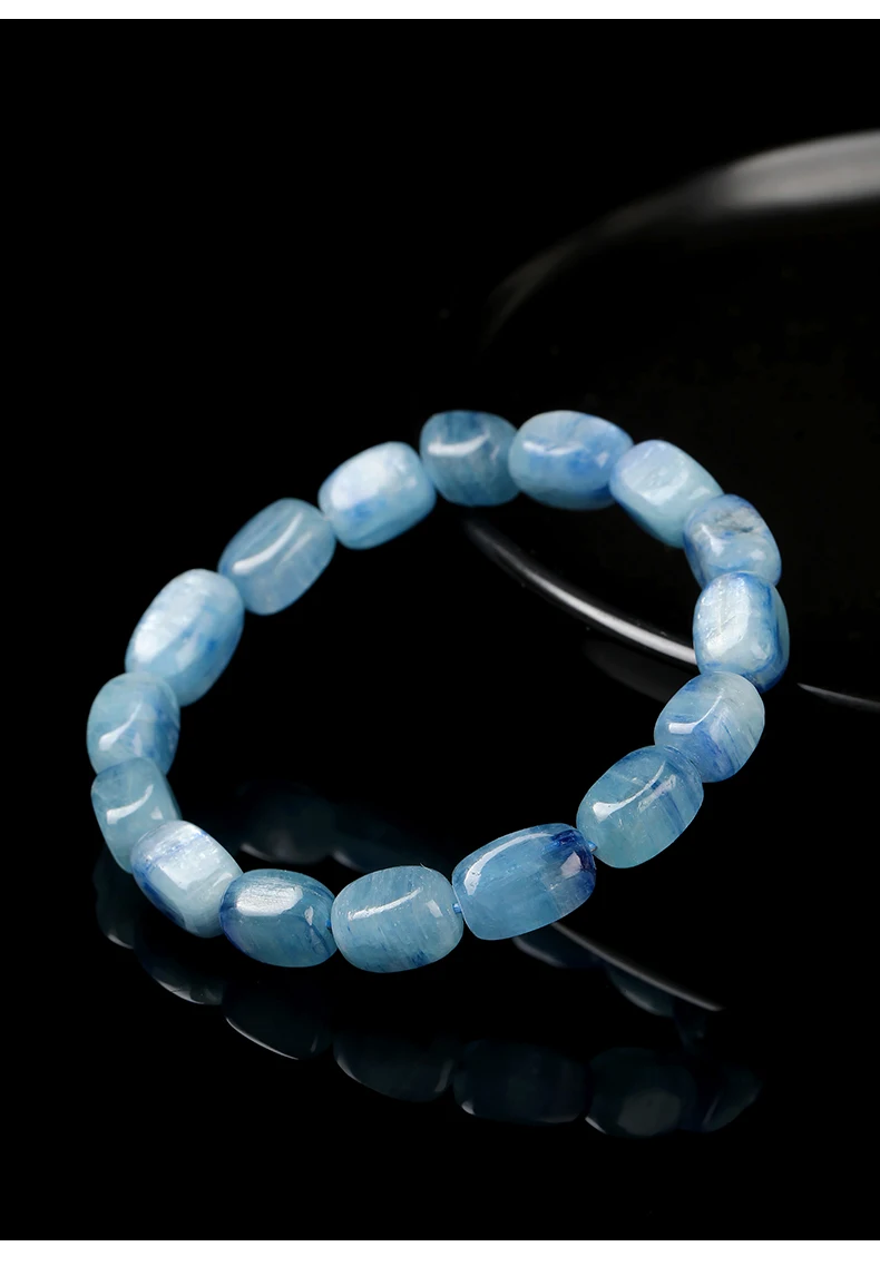 JD Natürliches Kyanit Unregelmäßiges Perlenarmband 7-8mm Blauer Kristall Heilstein Damen Personalisierte Armbänder und Armreifen – Detail 4