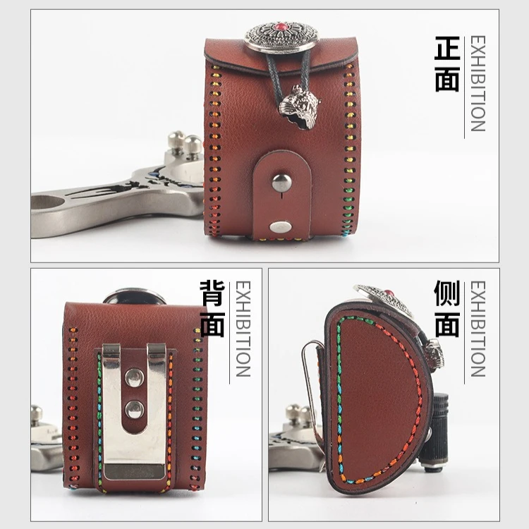 Cowhide Steel Ball Bag Slingshot with Strong Magnetic Ball for Outdoor Leather Waist Bag To Absorb Marbles