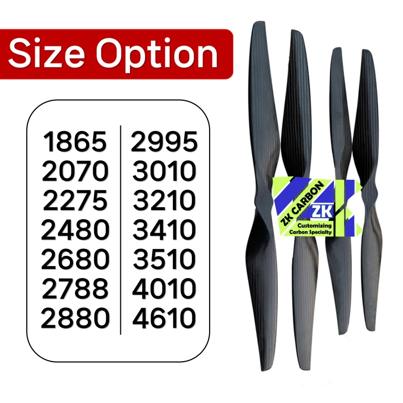 1865 2070 2275 2480 2680 2788 2880 2995 3010 3210 3510 4010 4610 3K Carbon Fiber Propellers for Agricultural Drone  JFX Style