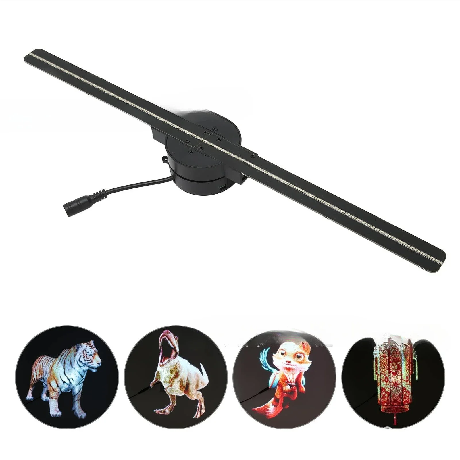 new 42cm ultra-thin 2-leaf split led naked eye holographic fan built-in cool 3D holographic advertising light sign