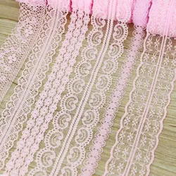 (10 yards/roll) Pink color lace fabric ribbon decoration gift wrapping material