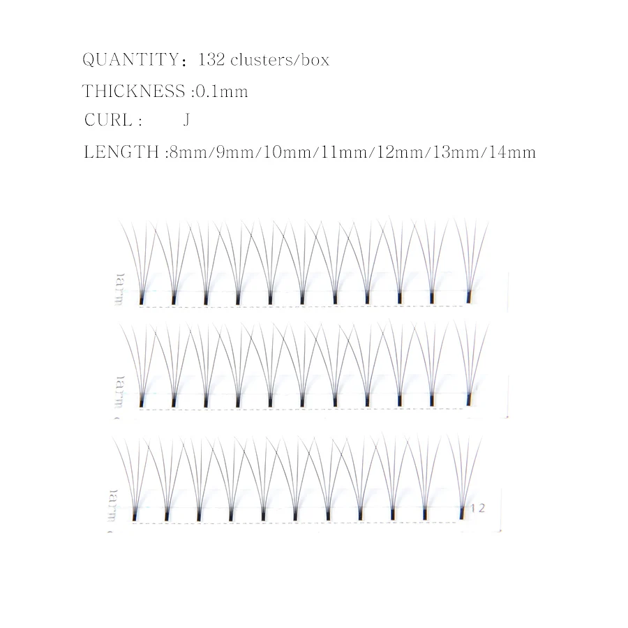 Mink Eyelashes 4d 12rows Boundles Soft Natural Rootless False Lashes Hand-Made Premade Volume Fans Individual Eyelash Extensions