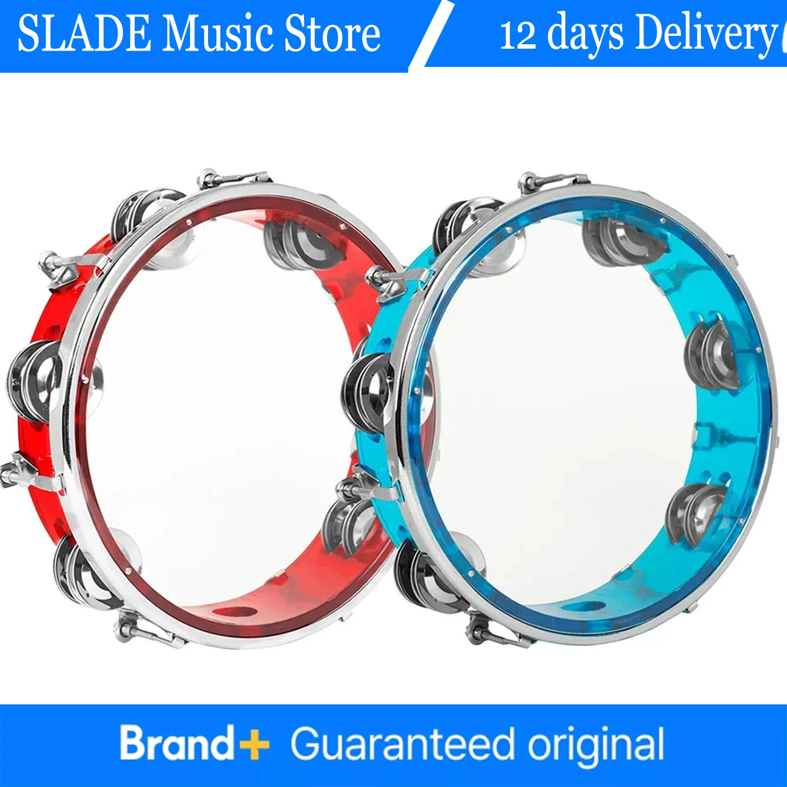 

Новый 8-дюймовый самонастровающийся красный/синий бубен, ручной барабан, двухрядный колокольчик, ударный инструмент, бубен