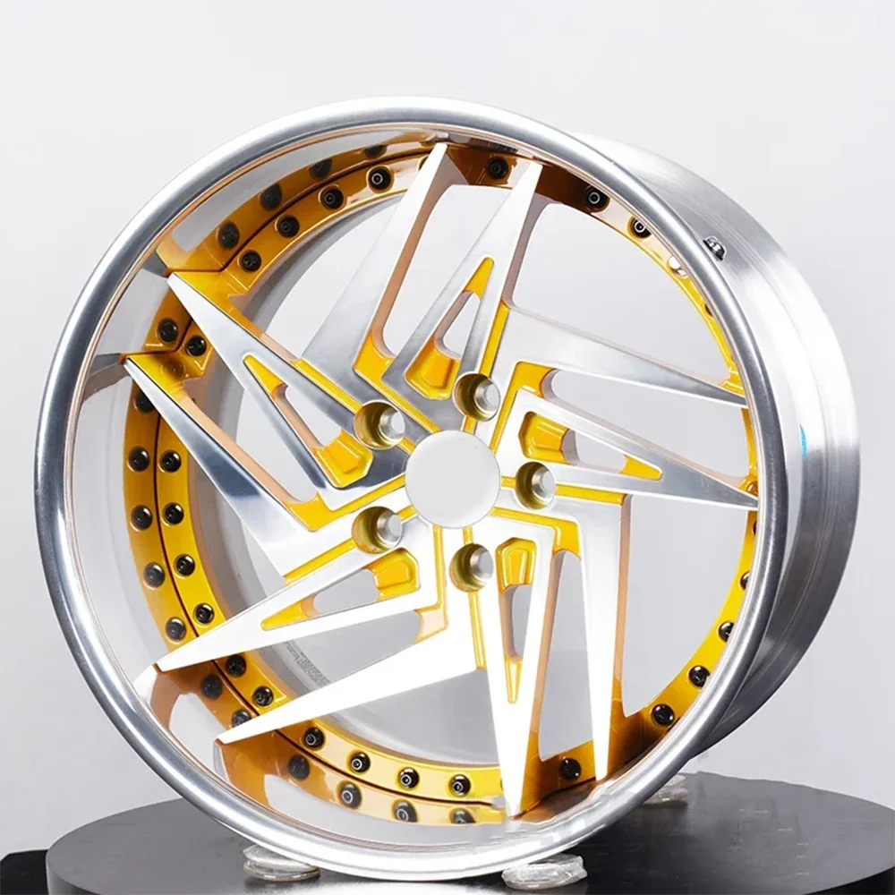 Custom Nice Quality 2 Piece Forged Wheel Gold 5x112 18 Inch Deep Dish Polished Lips Rim