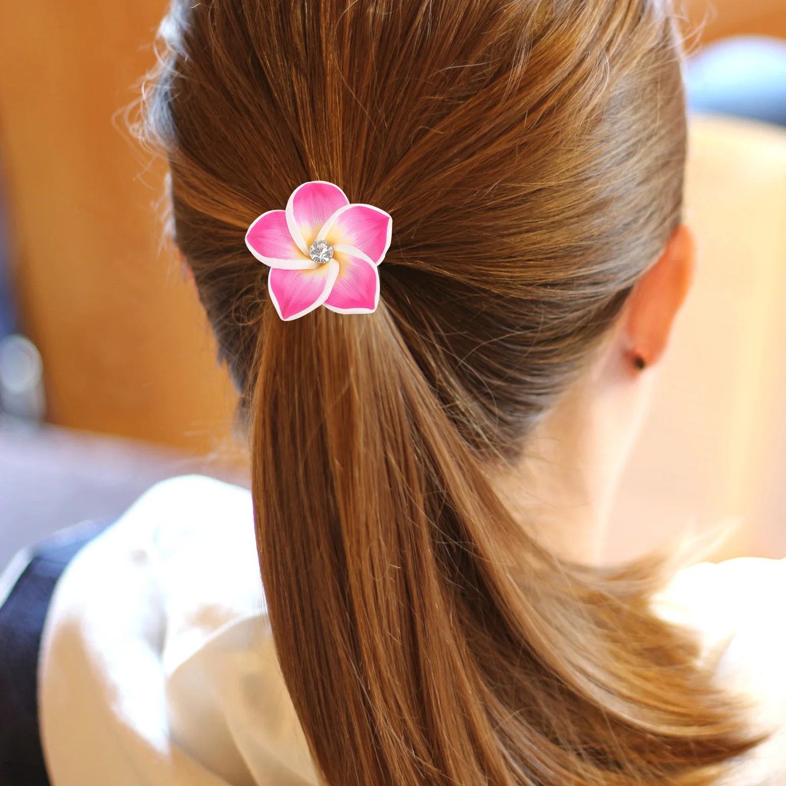 

10pcs Rhinestone Ties Flower Elastic Bands For Women Girls Thick Hair Daily Wear Party Birthday Gift Hair Accessories