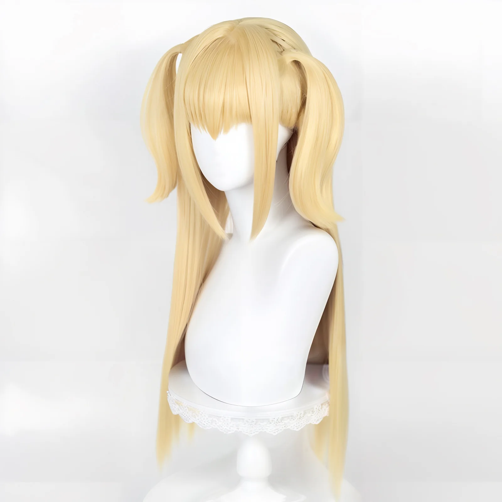 شعر مستعار Anime Death Note Golden Twin Tails - فروة رأس من السيليكون وألياف مقاومة للحرارة |   مصممة مسبقًا للحفلات التنكرية