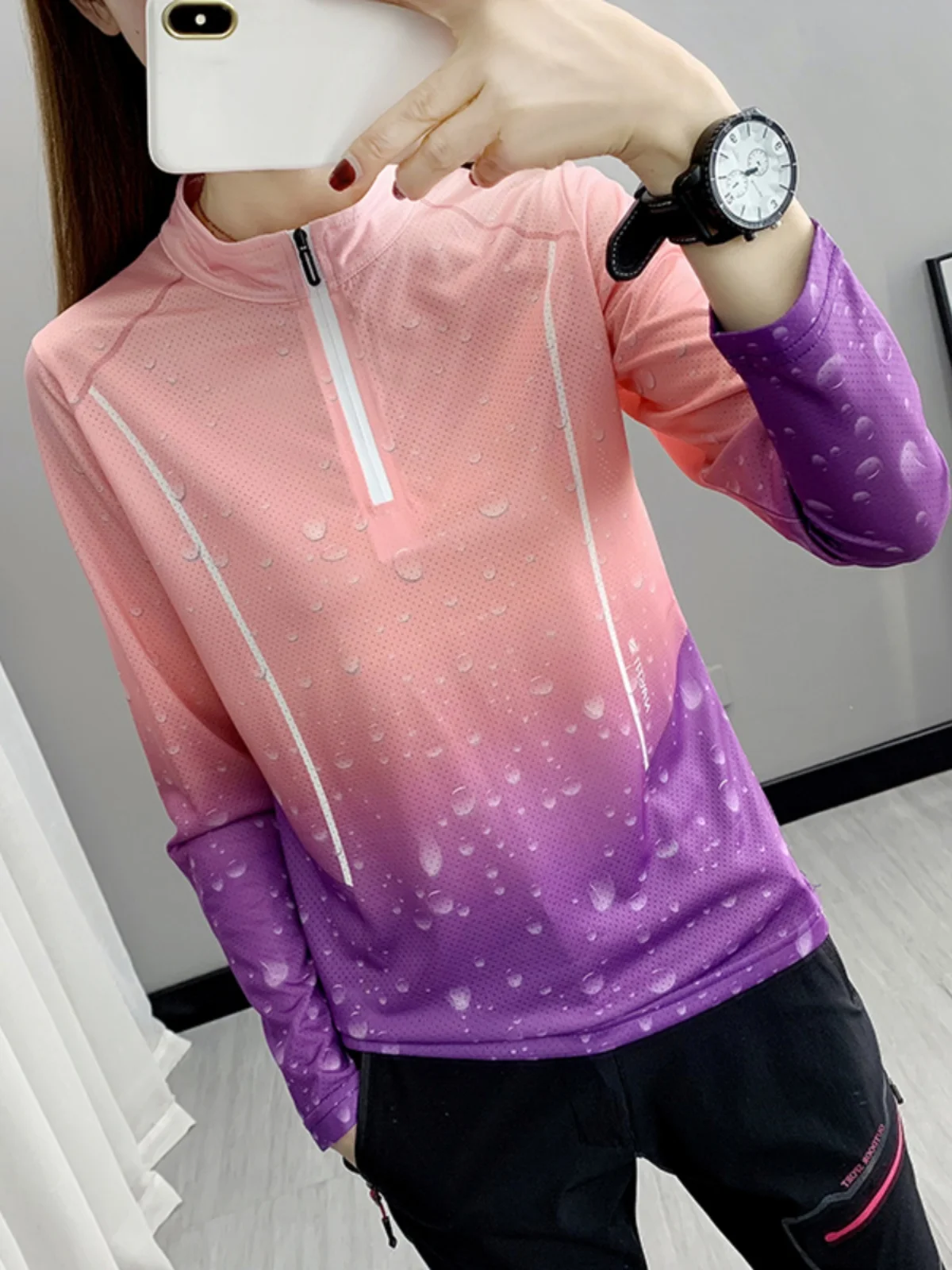 Damen Long Sve Stehkragen Qui Dry T-Shirt Yoga Fitness Laufen Schweißabsorbierend Outdoor Frühling Herbst Atmungsaktives T-Shirt