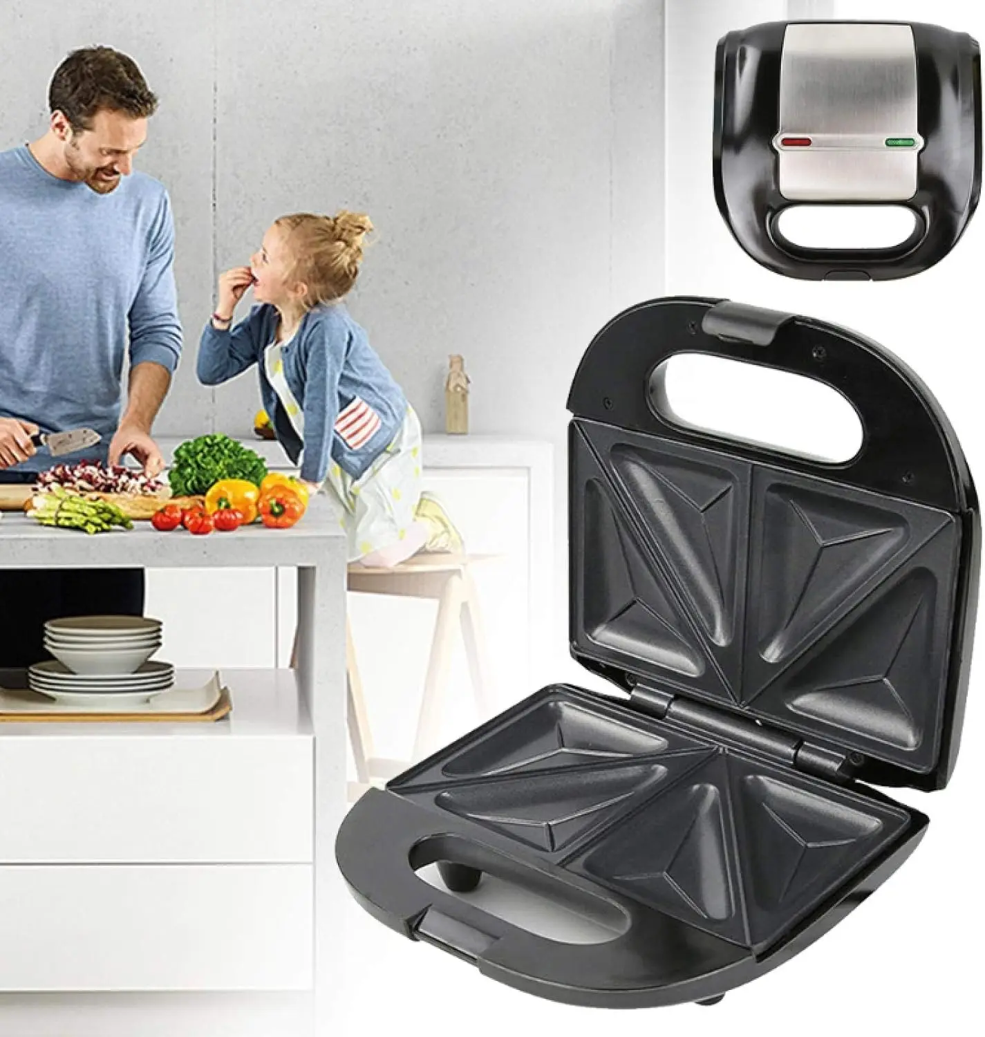 

Mini Waffle Maker,Sandwich Maker Toastie ， Waffle Maker 750W Mini Household Waffle Sandwich Maker Breakfast Baking Eu Plug