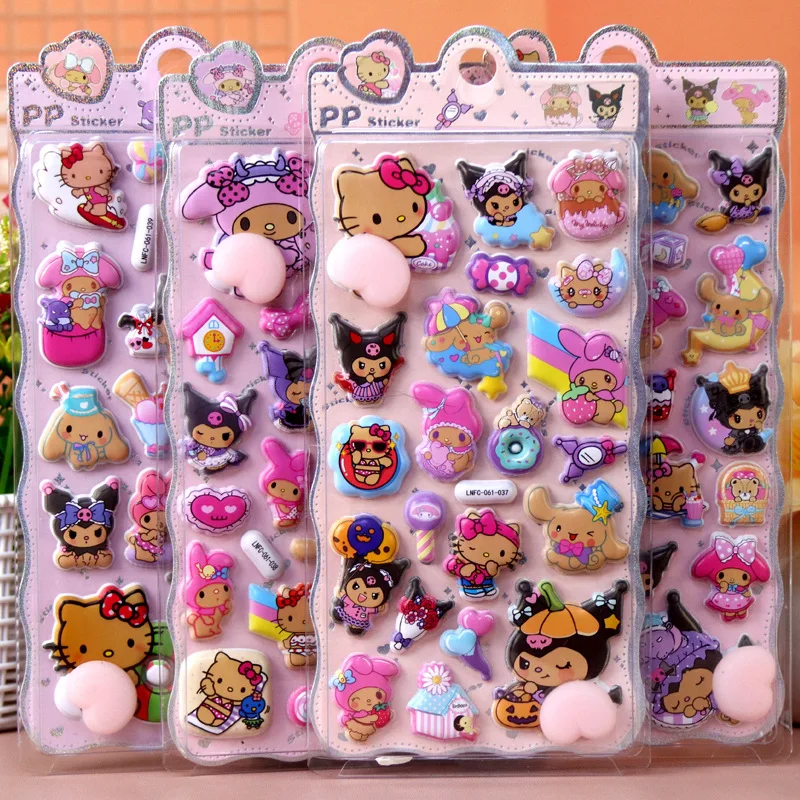 สติกเกอร์น่ารัก 4 ชิ้น แบบหนานุ่ม สำหรับนวดก้น ผ่อนคลาย ลายเฮลโลคิตตี้ มายเมโลดี้ คุโรมิ สำหรับติดโทรศัพท์มือถือ ตู้เย็น